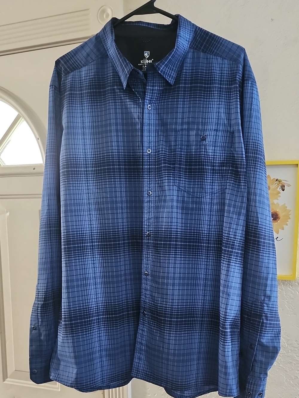 KÜHL Men's Response Lite Plaid Long Sleeve Shirt Blue Sz XL EUC Gorpcore Hiking